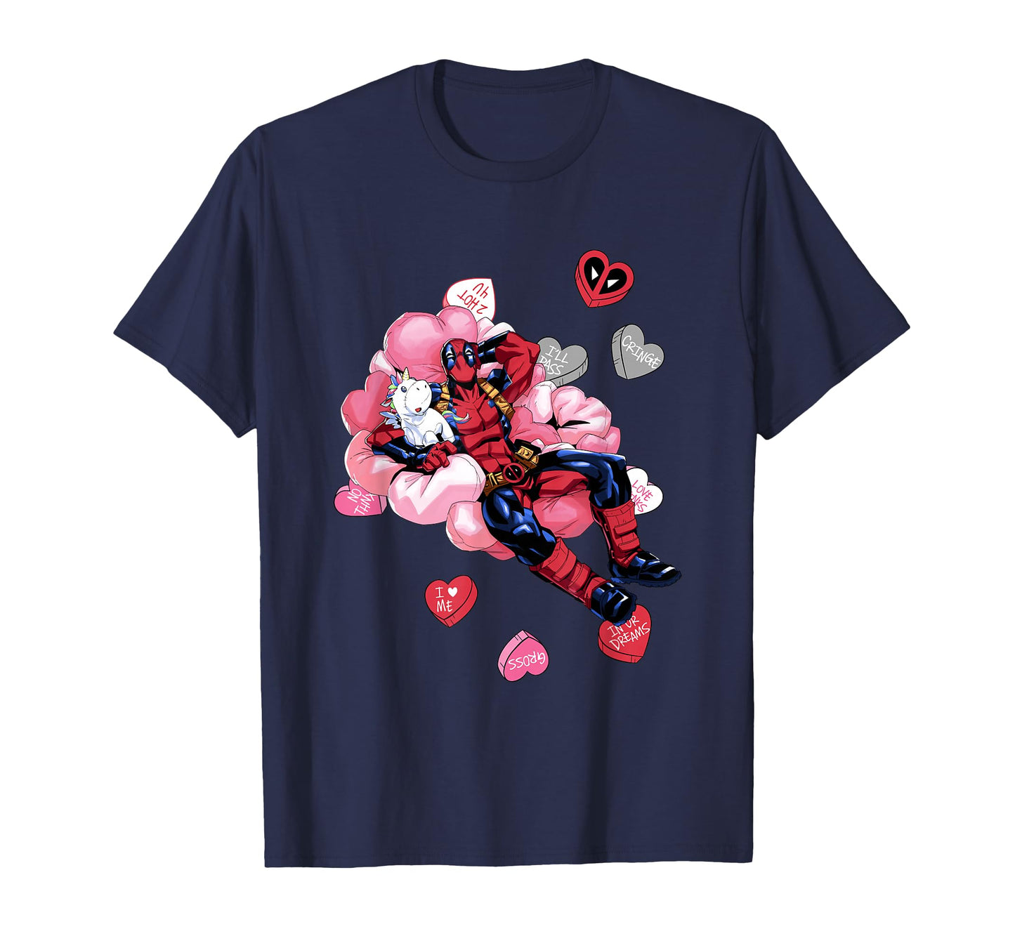 Marvel Deadpool Cute Unicorn Hearts T-Shirt