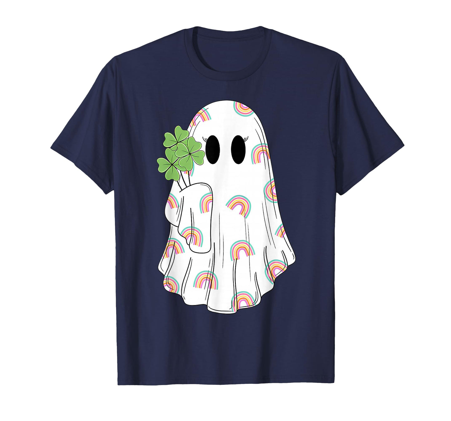 Spooky Ghost St. Patrick's Day Clover Irish Woman Outfit T-Shirt