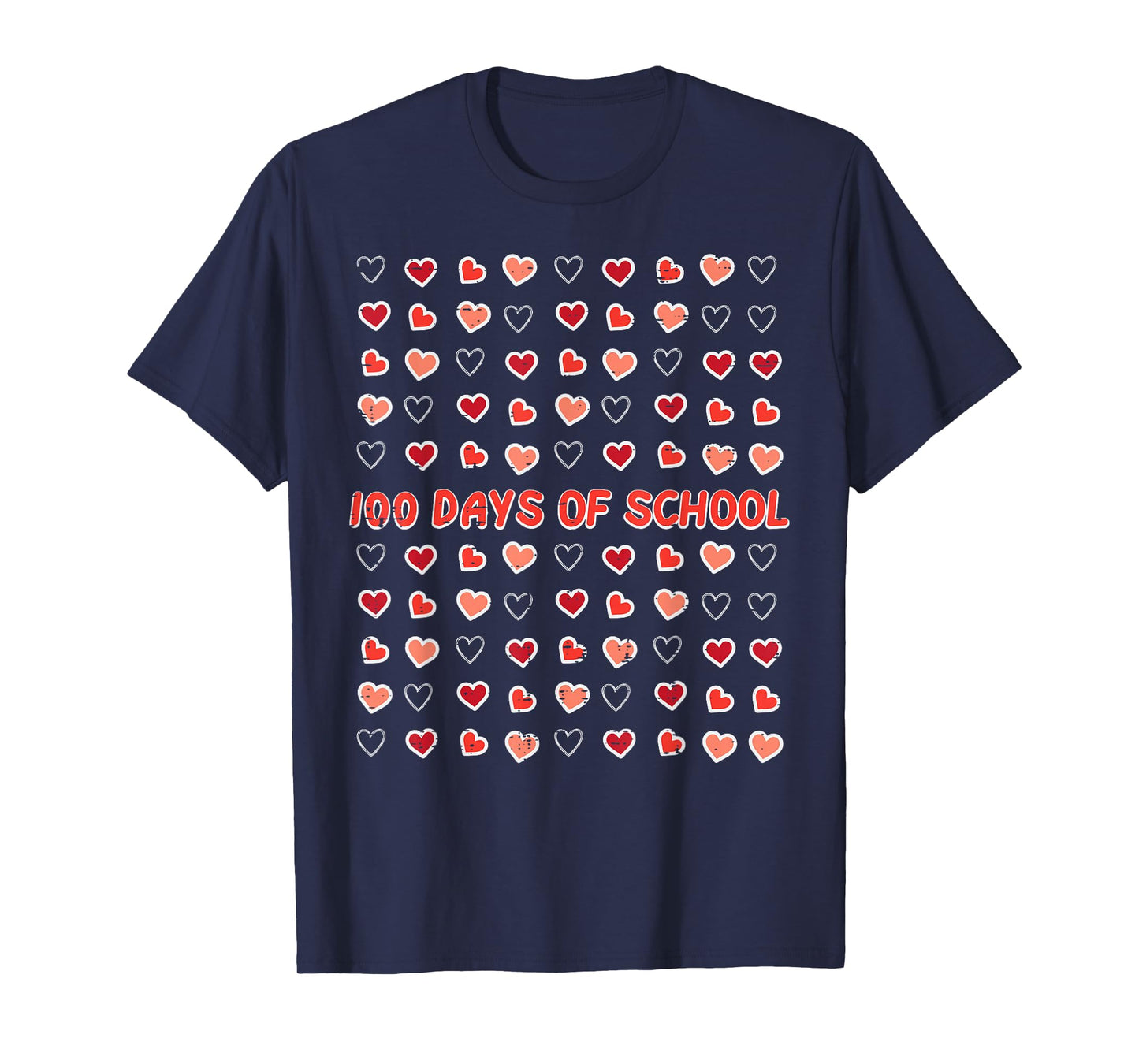 100 Days of School Hearts Cute 100th Day Girls Kids Women T-Shirt