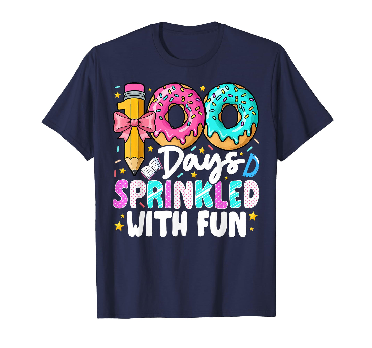 100 Days Sprinkled with Fun Donut 100th Day of School Girls T-Shirt