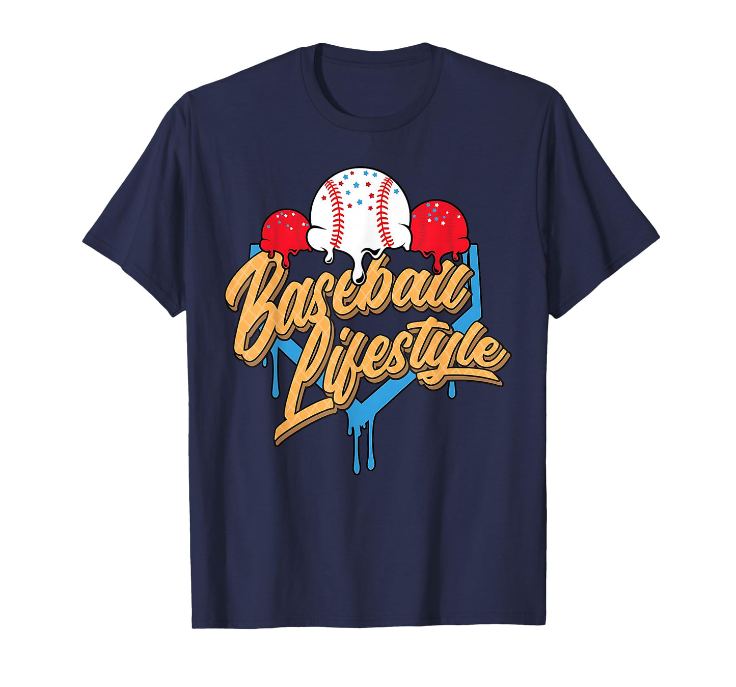 Baseball Lifestyle Home Plate Ice Cream Drip Men Boys Youth T-Shirt