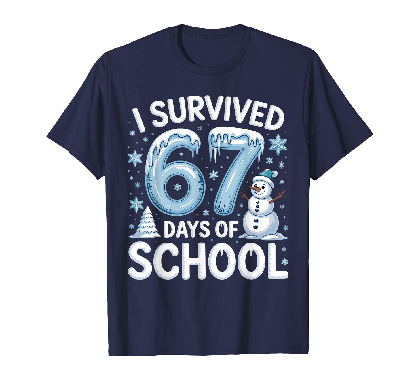 I Survived 67 Days of School Christmas Candy Cane Six Seven T-Shirt
