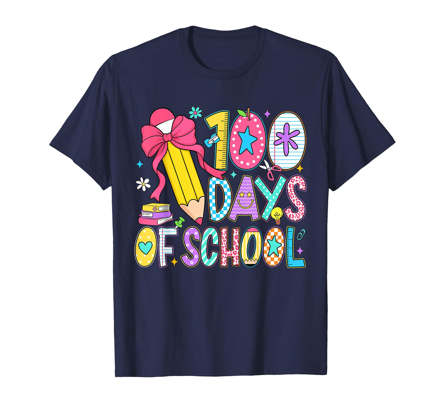 100 Days of School Girls Coquette Bow 100th Day of School T-Shirt