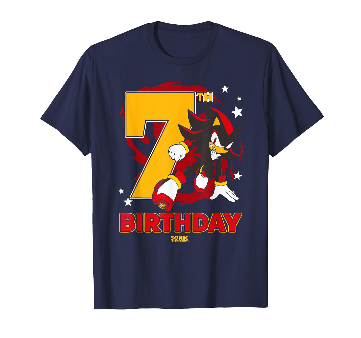 Sonic The Hedgehog Epic Shadow 7th Birthday Big Chest Logo T-Shirt
