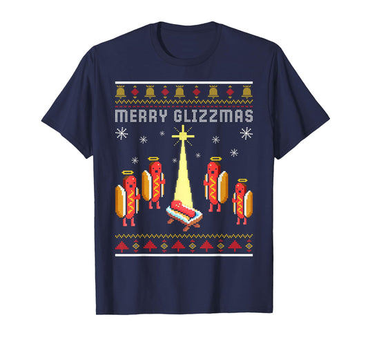 Merry Glizzmas Hot Dog Funny Ugly Christmas Sweaters T-Shirt