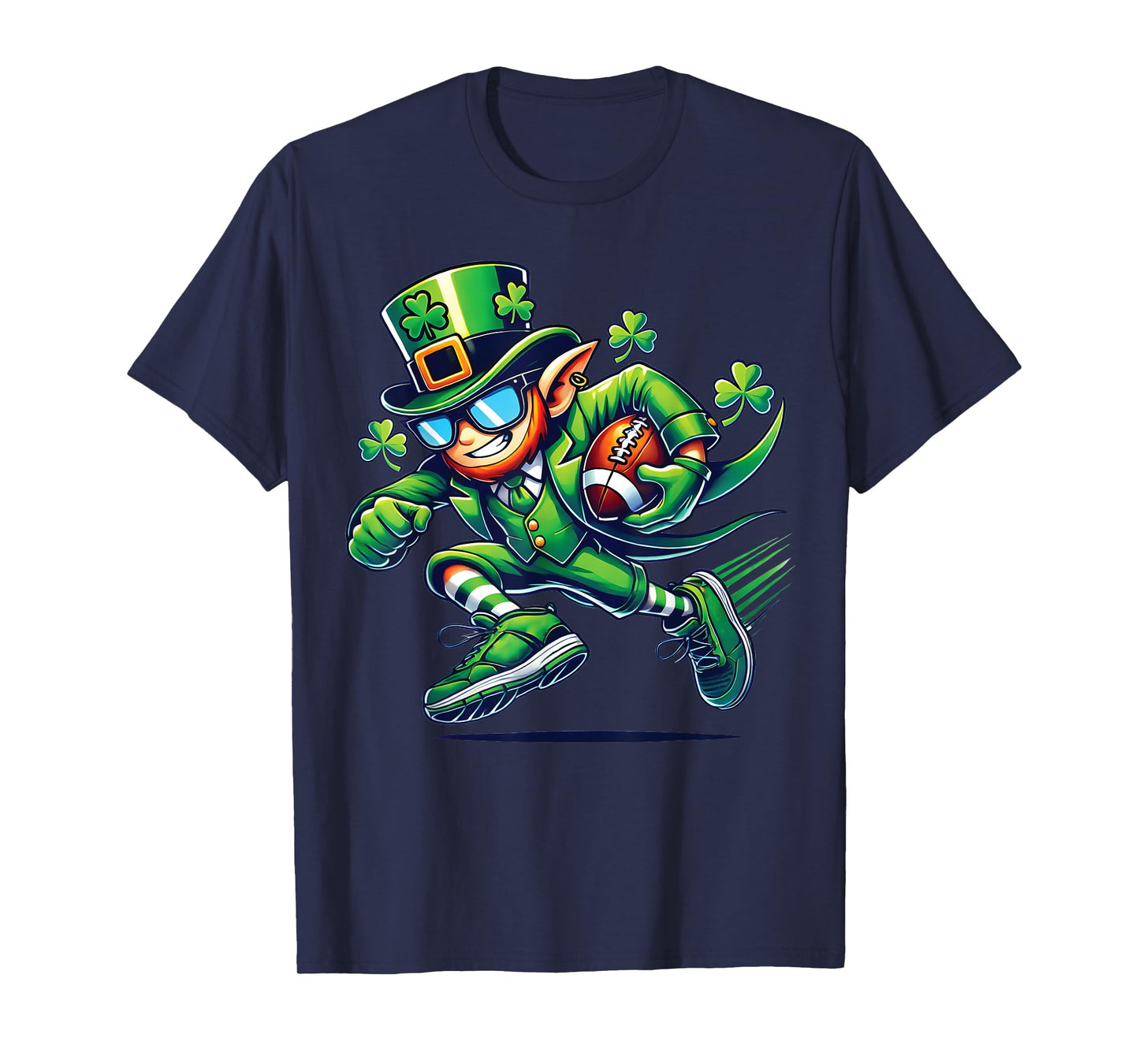 Leprechaun Playing Football Quarterback Receiver St Patricks T-Shirt