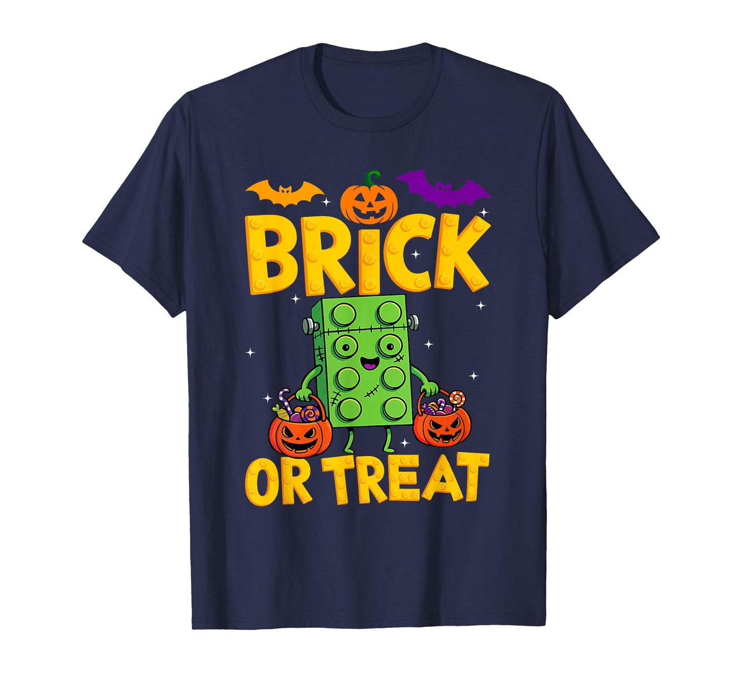 Brick or Treat Halloween Master Builder Blocks Building Kids T-Shirt