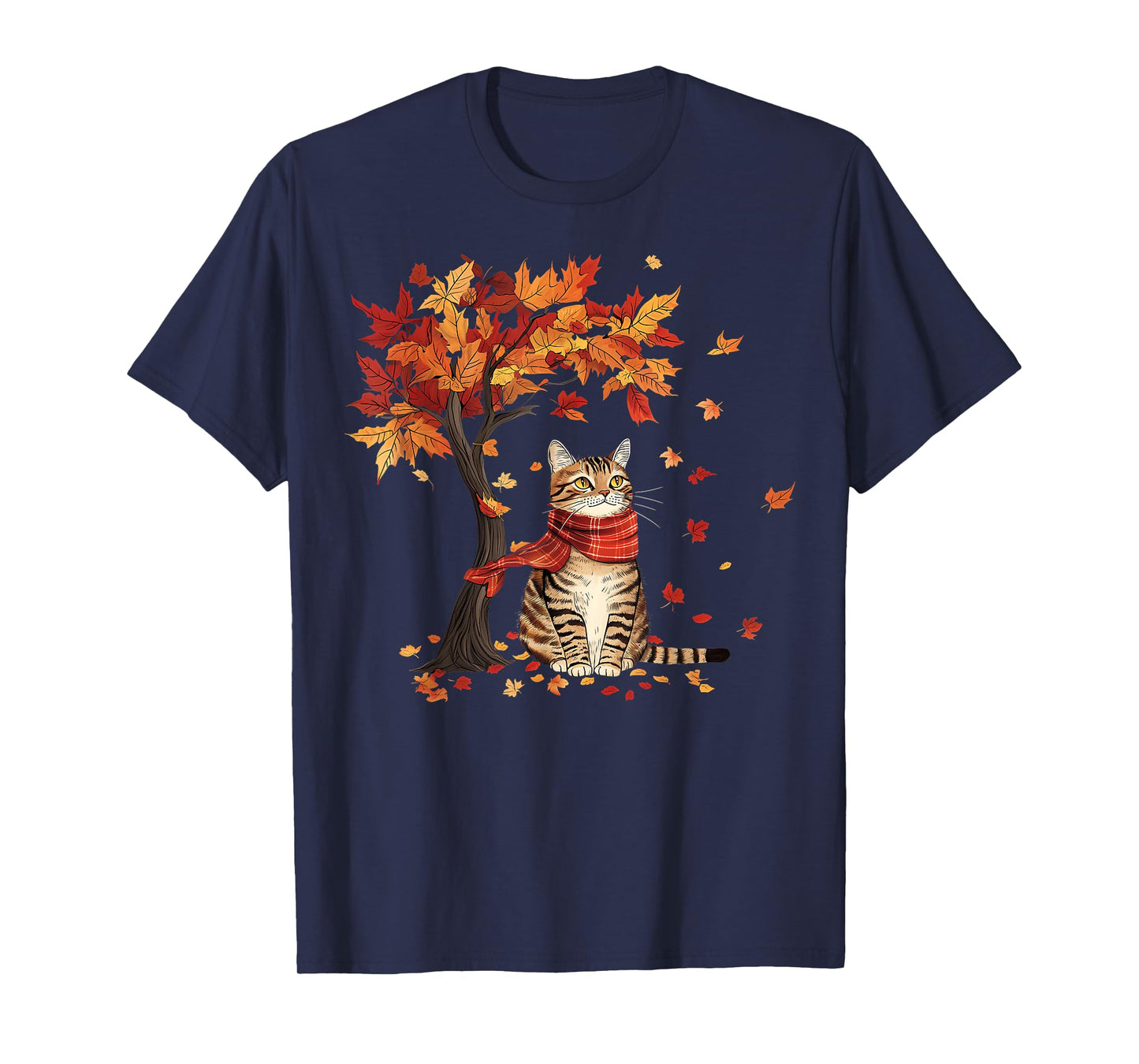 Cat Leaf Fall Tree Hello Autumn Thanksgiving It's Fall Y'all T-Shirt