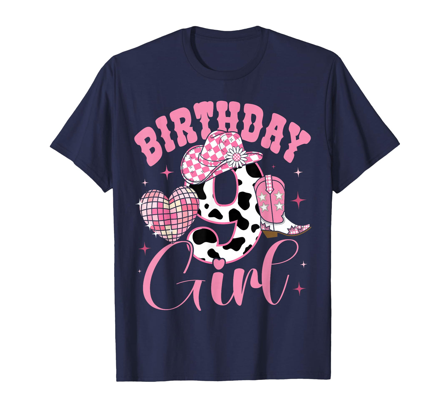 Happy 9th Birthday Girl Outfit Rodeo Western Cowgirl Cowboy T-Shirt