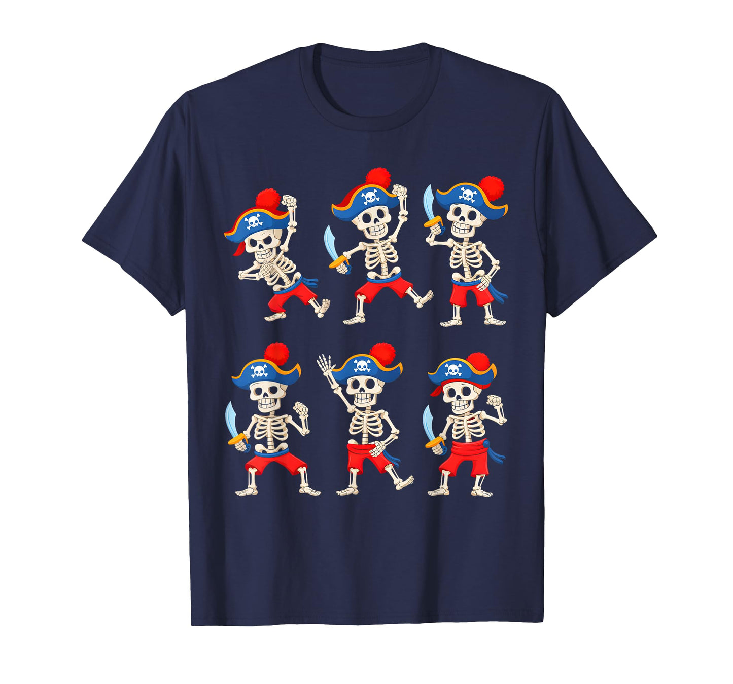 Dancing Skeleton Pirate Halloween Costume Boys Girls Kids T-Shirt