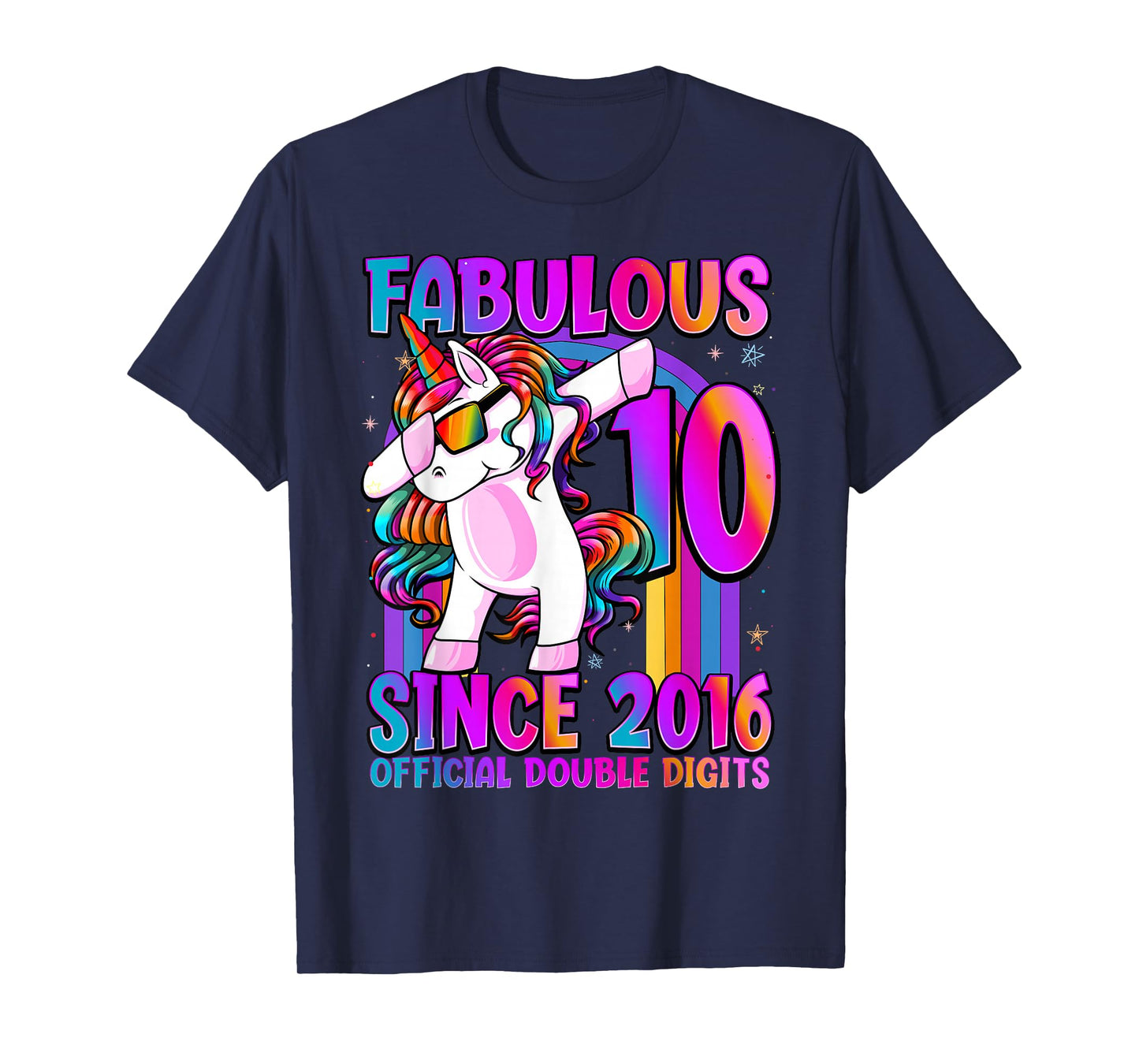 10 Year Old Girl Awesome Since 2016 Unicorn 10th Birthday T-Shirt