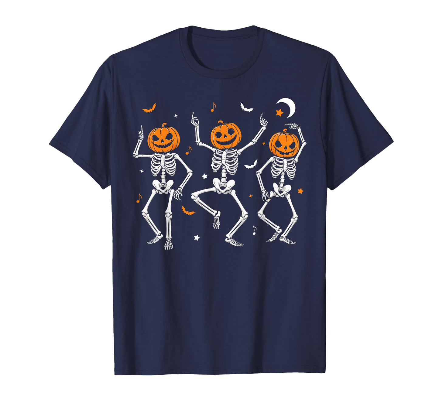 Spooky Dancing Pumpkin Head Skeletons Dance Funny Halloween T-Shirt