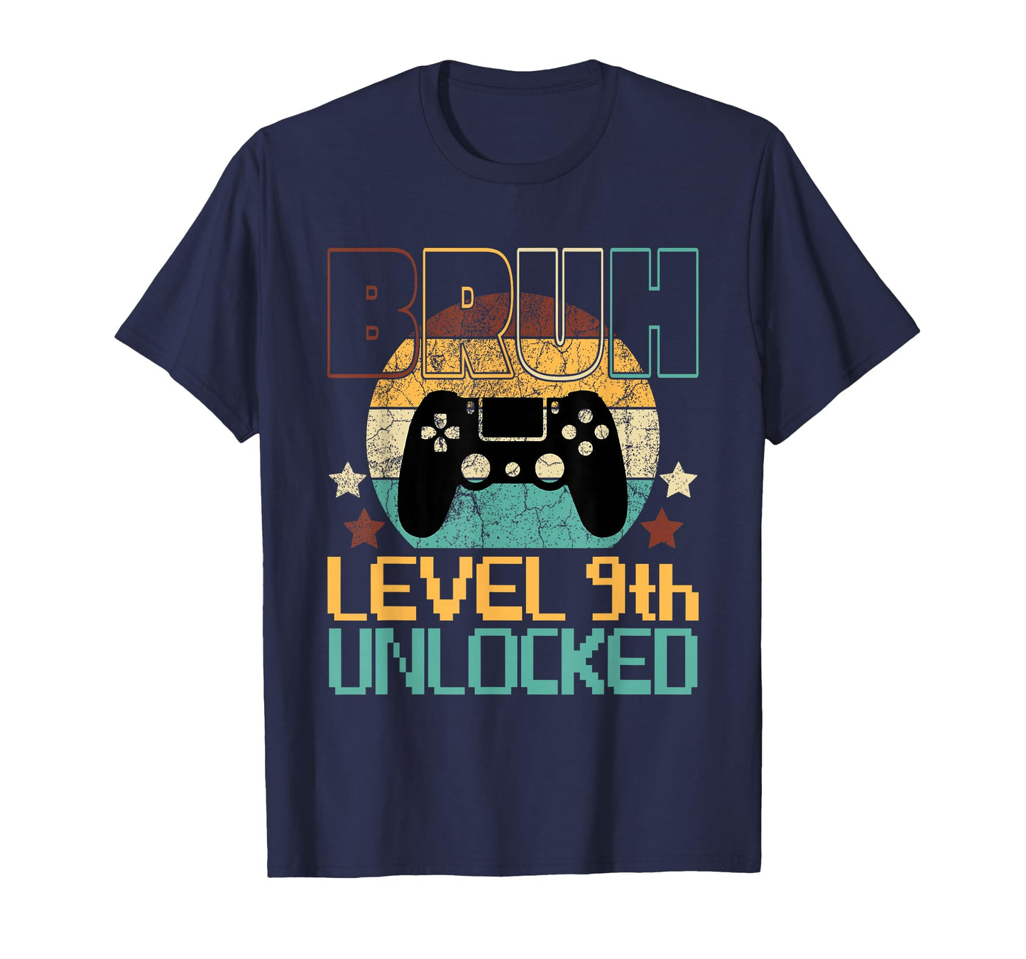 Bruh Level 9th Unlocked Birthday Gaming Boy Pixel Gamer Kids T-Shirt