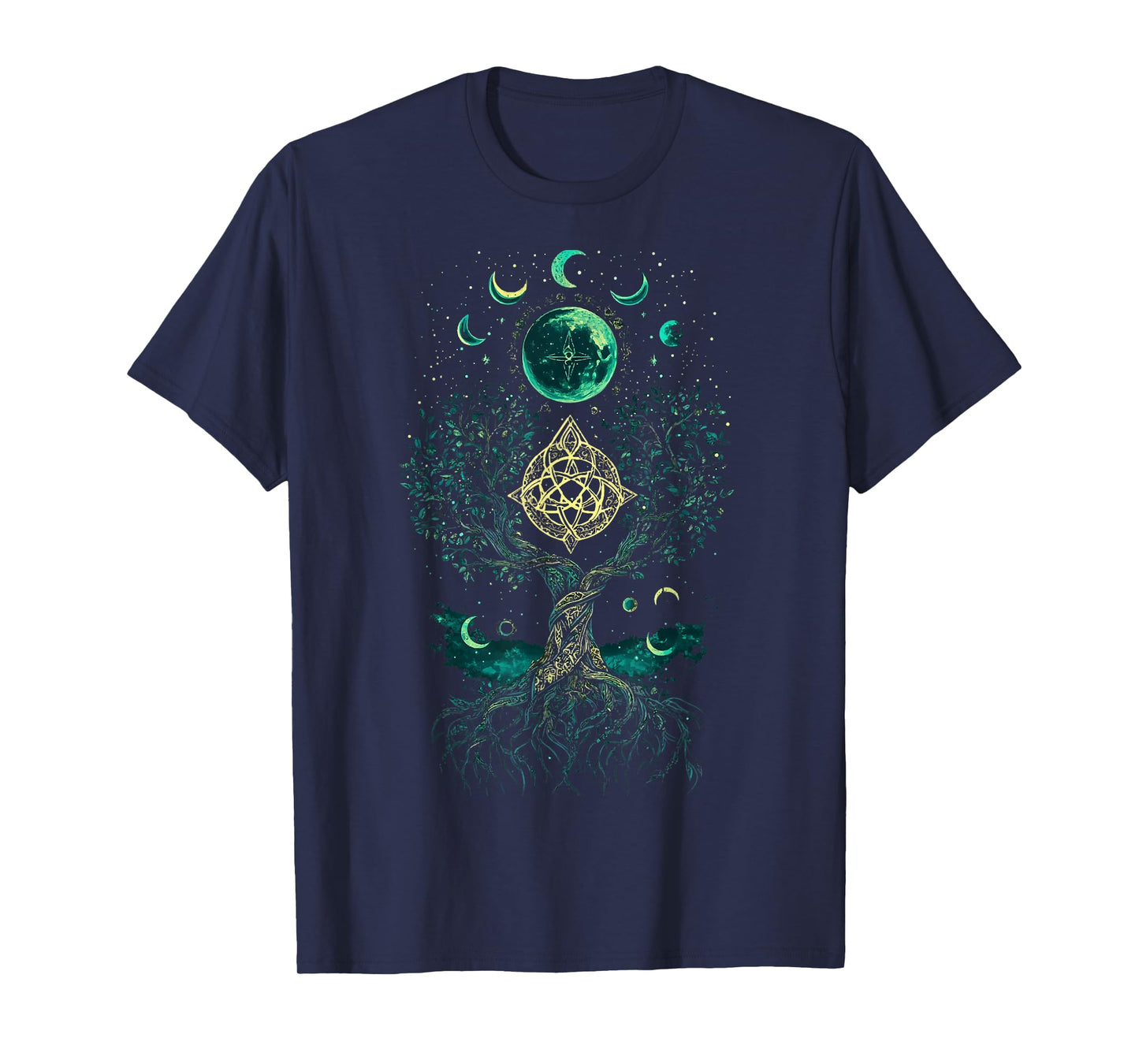Tree Moon Phases Yggdrasil Viking Pagan Wicca T-Shirt