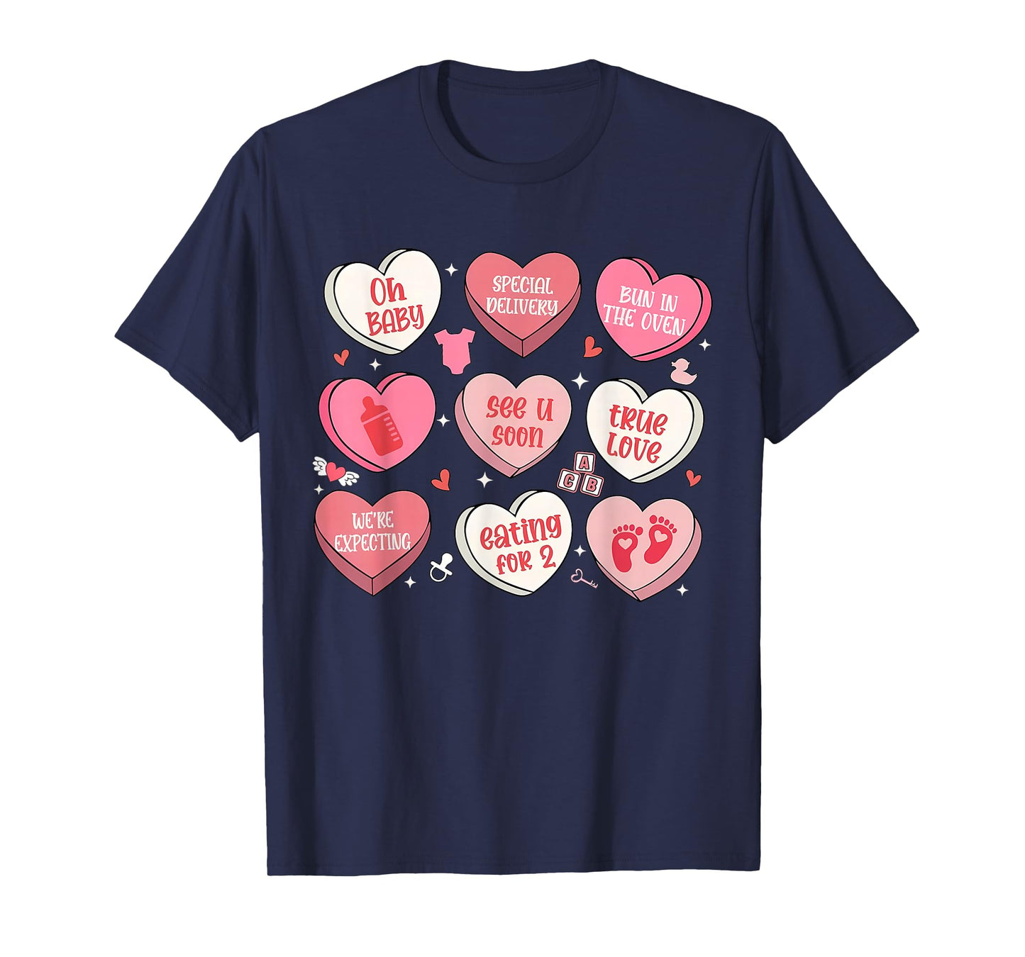 Valentines Day Pregnancy Heart Candy Announcement Pregnant T-Shirt