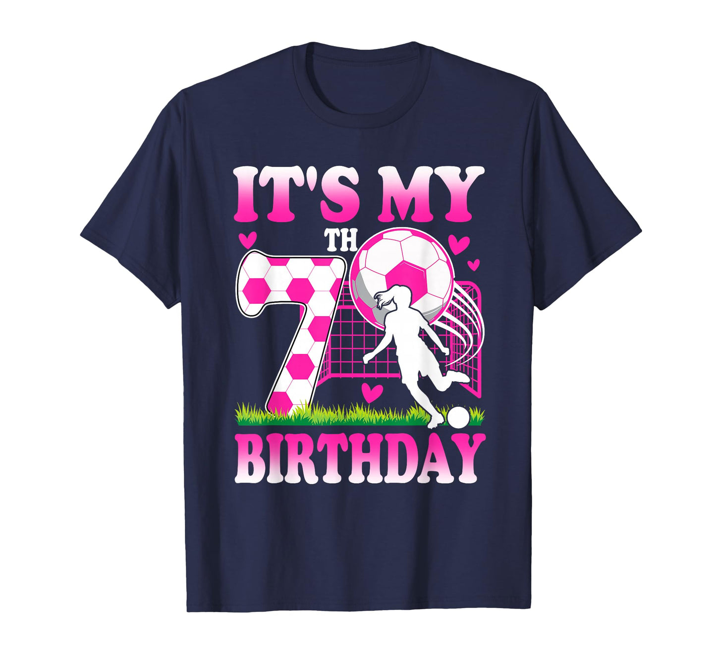 7 Year Old Girl Birthday Soccer Themed Party 7th Birthday T-Shirt