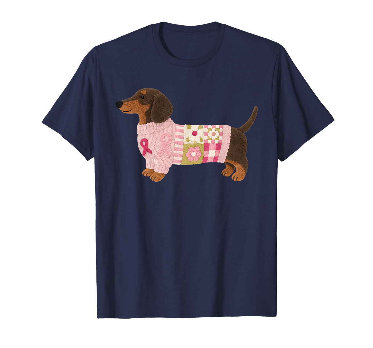 Dachshund Pink Ribbon Breast Cancer Awareness T-Shirt