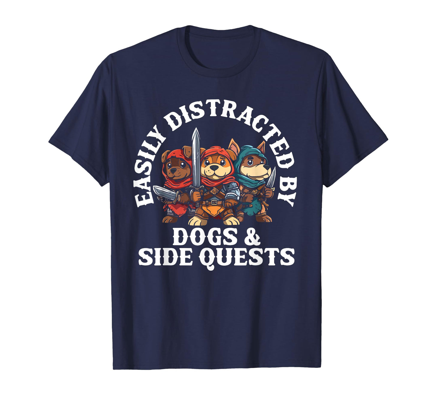 RPG Gamer Dog Distraction During Side Quest Nerdy T-Shirt