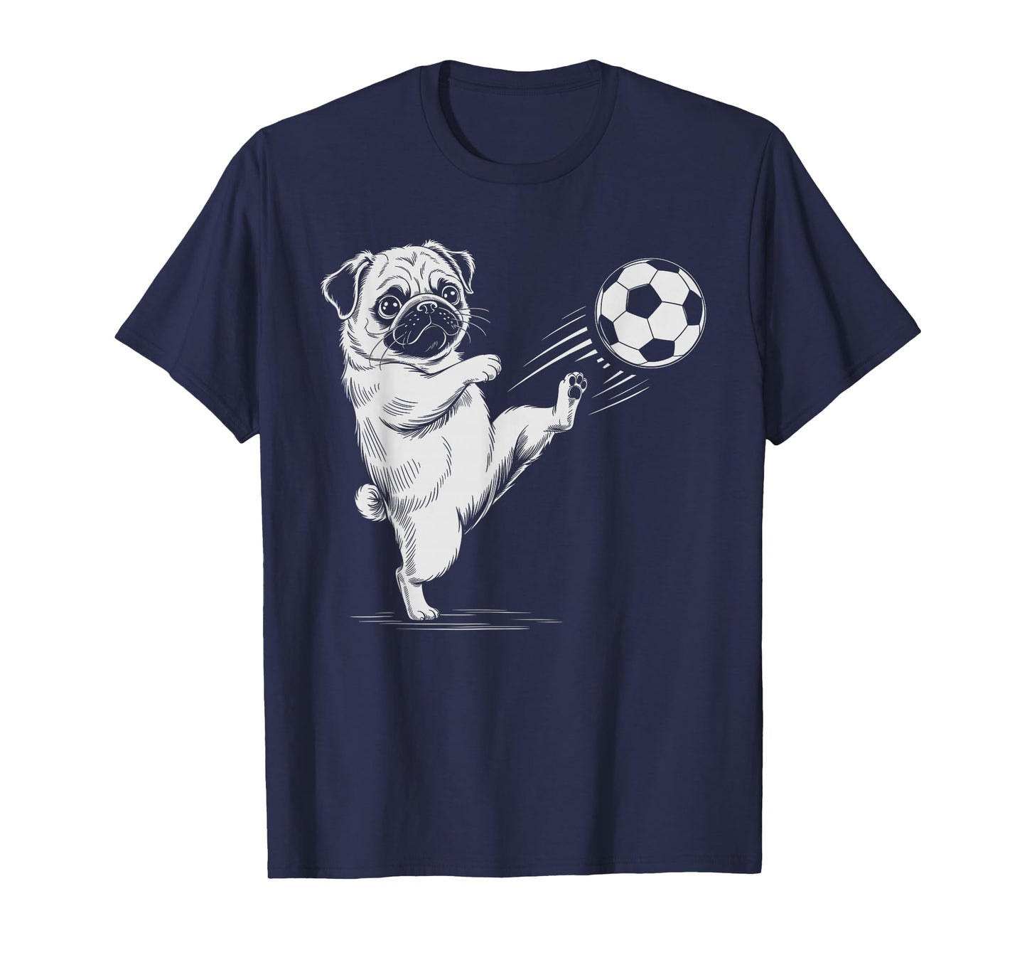 Funny Soccer Pug Ball Scoring Dog Kids Score Game Mom Cleats T-Shirt