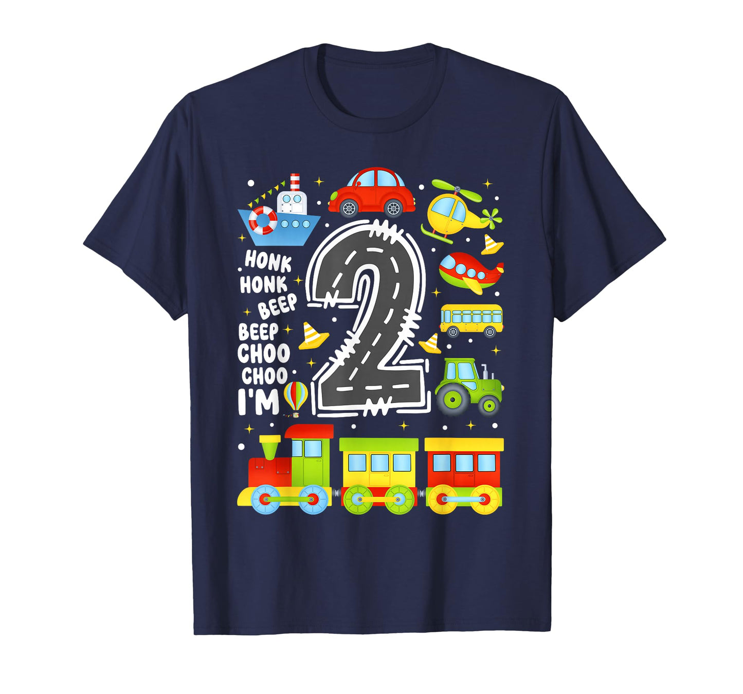 2 Years Old Boys Girls Kids 2nd Birthday Transportation T-Shirt