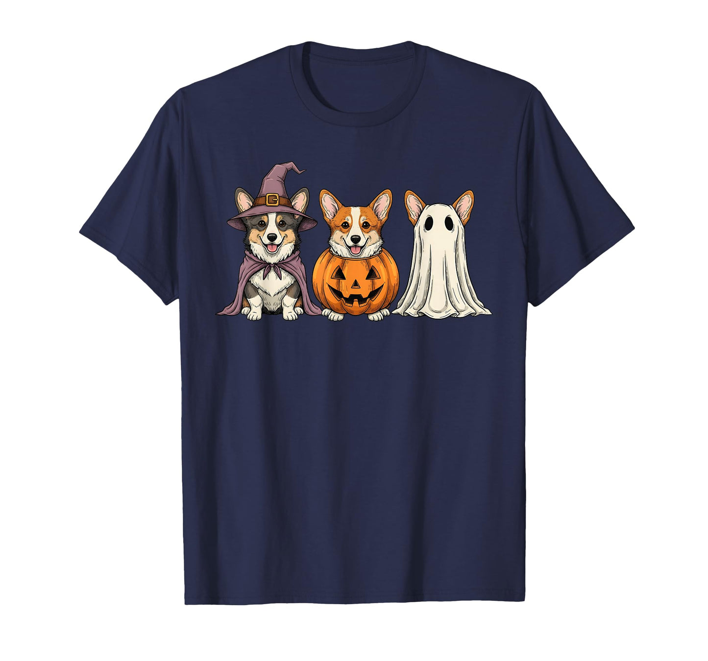 Spooky Ghost Corgi Pumpkin Halloween Dog Lover T-Shirt