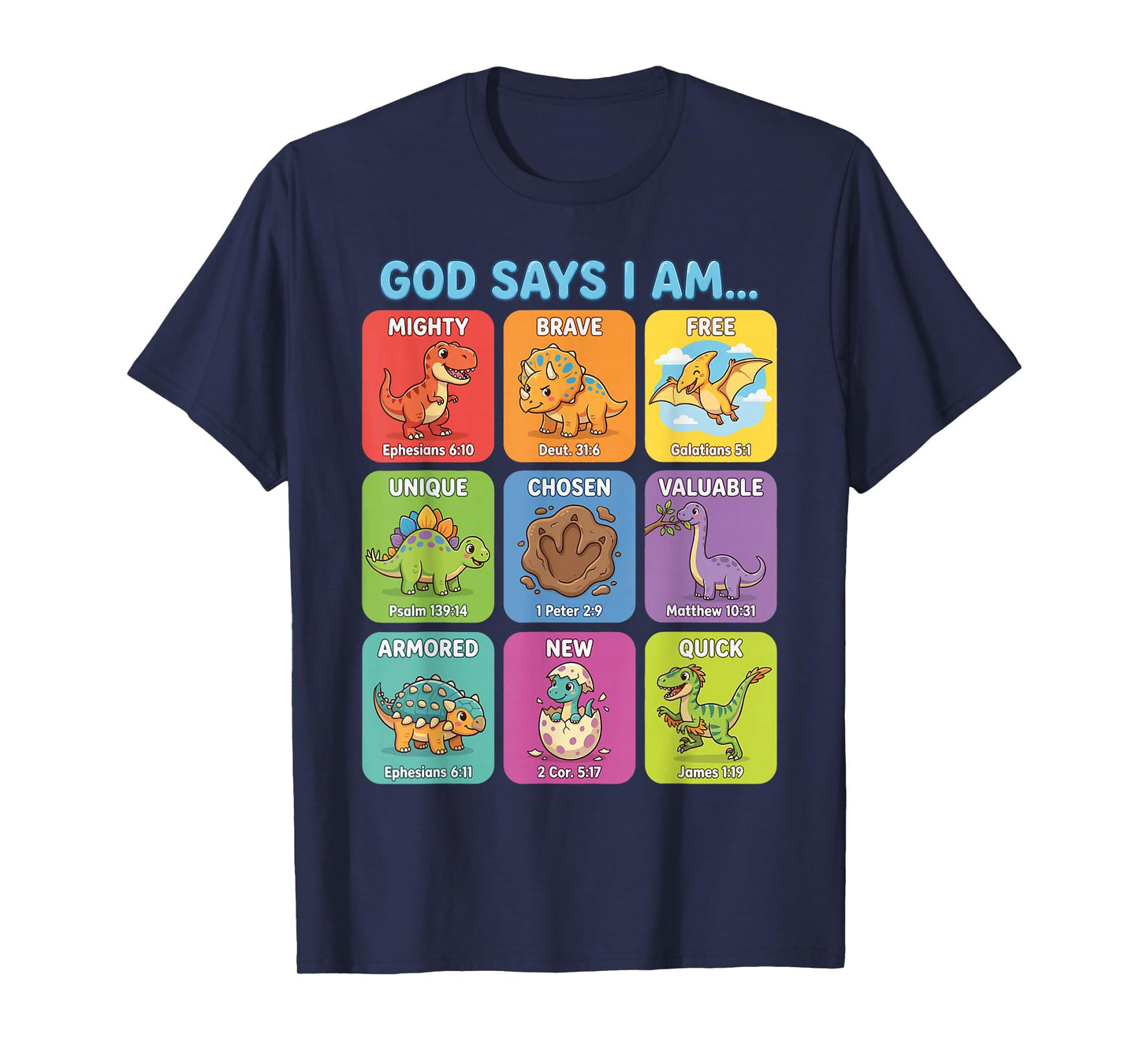 God Says I Am Bible Verses Dinosaurs for Christian Boys T-Shirt