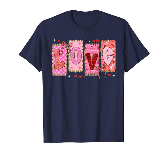 Preppy Love Valentine Pink Coquette Bow Girl Women Kid T-Shirt