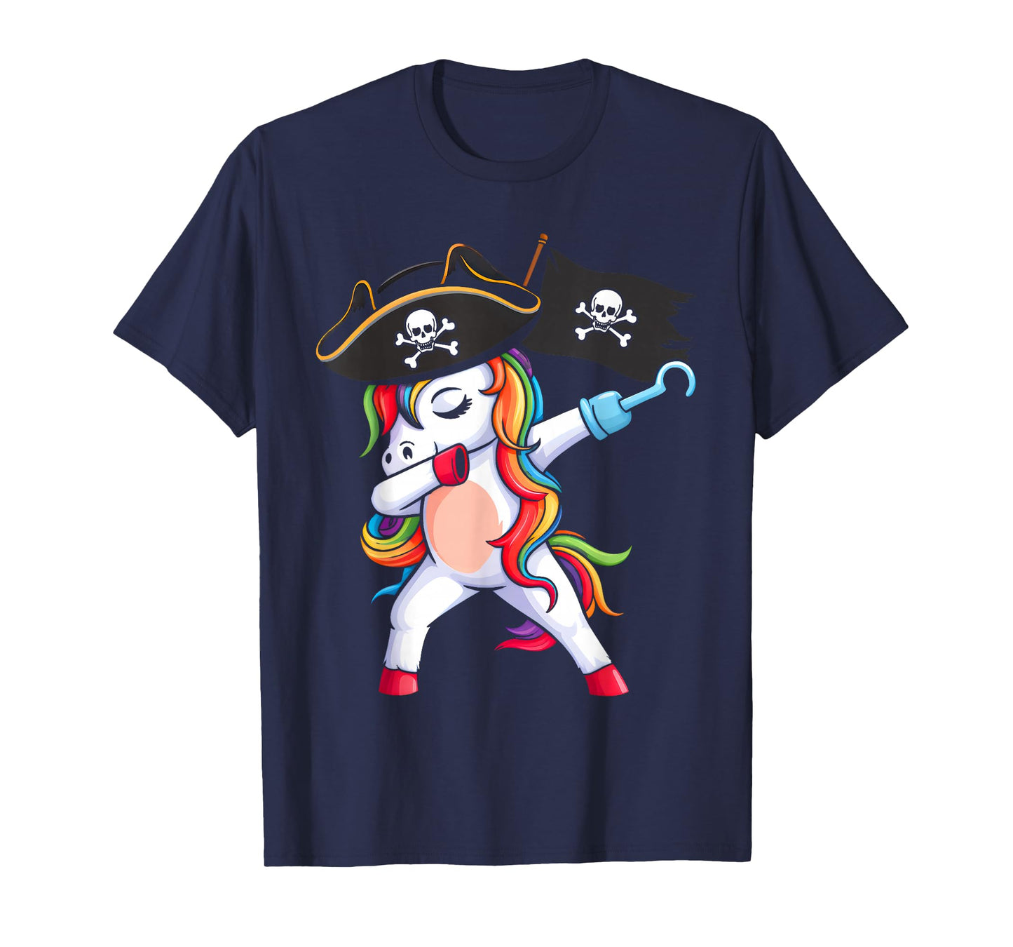 Dabbing Unicorn Pirate Girls Kids Funny Halloween Costume T-Shirt