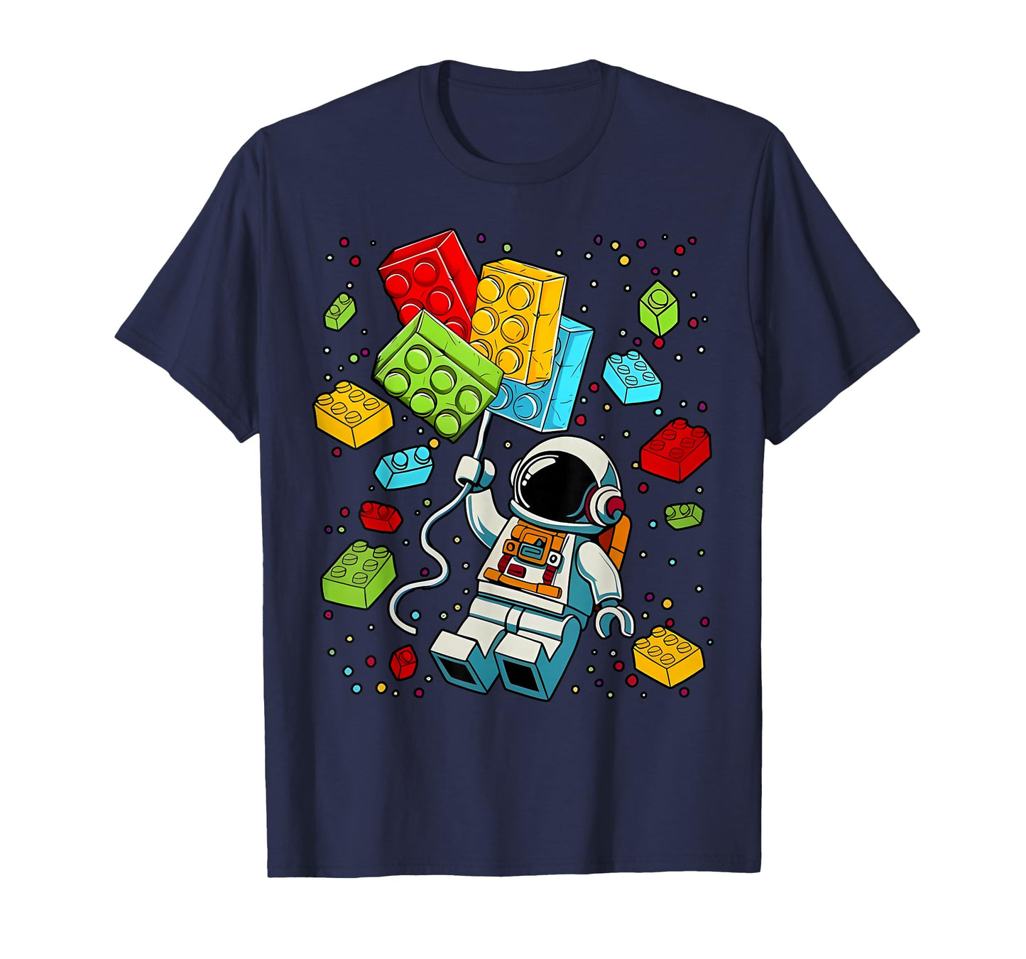 Space Astronaut Master Builder Building Blocks Boys Kids T-Shirt