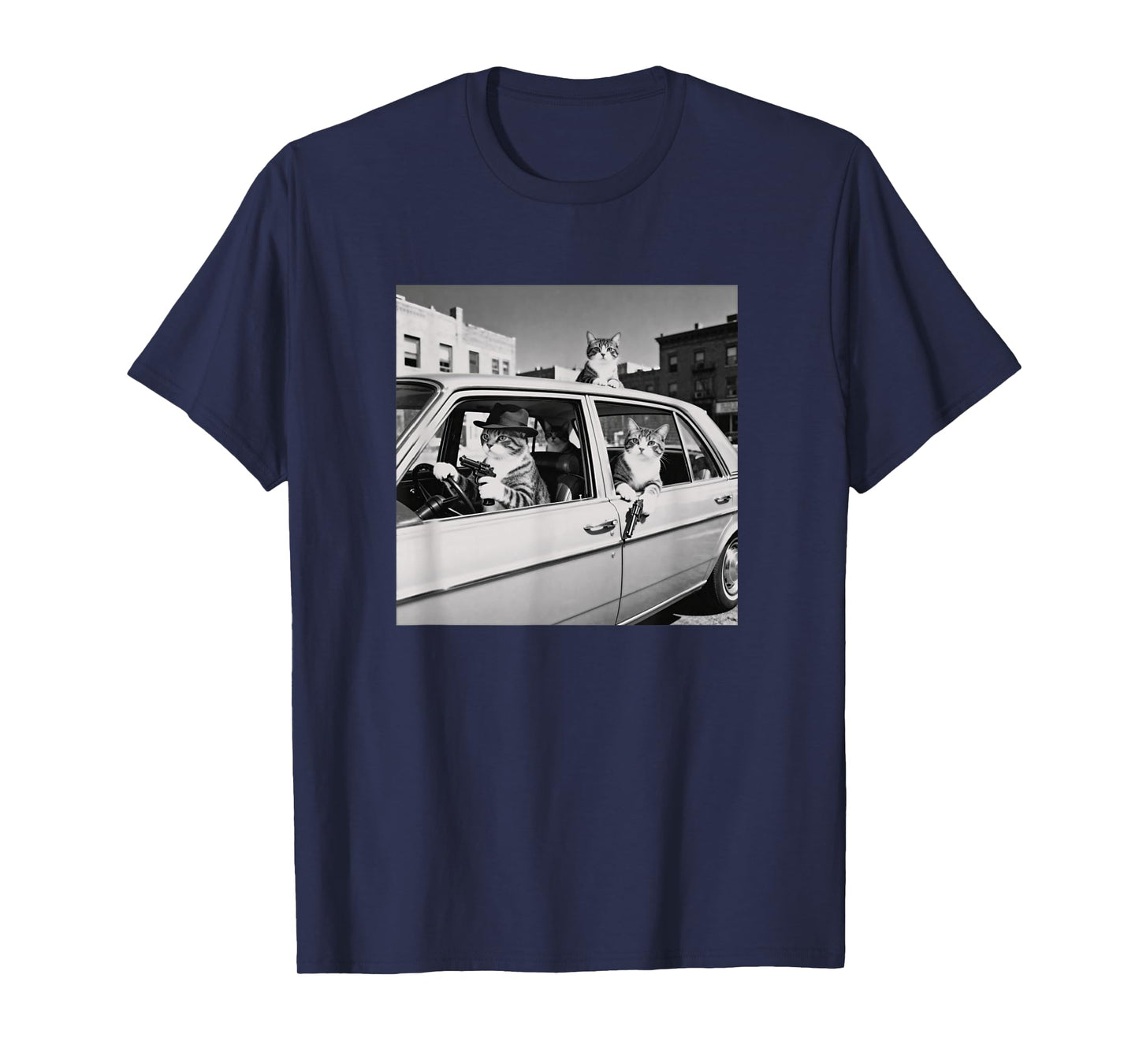 Funny Cat Gang Vintage Cool Feline Design Retro T-Shirt