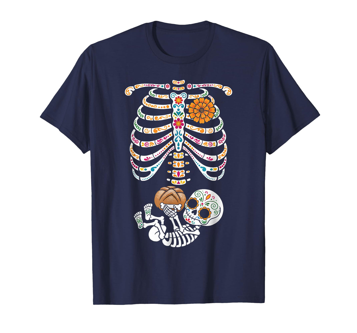 Pregnancy Skeleton Dia De Los Muertos Mexican Belly Bump T-Shirt