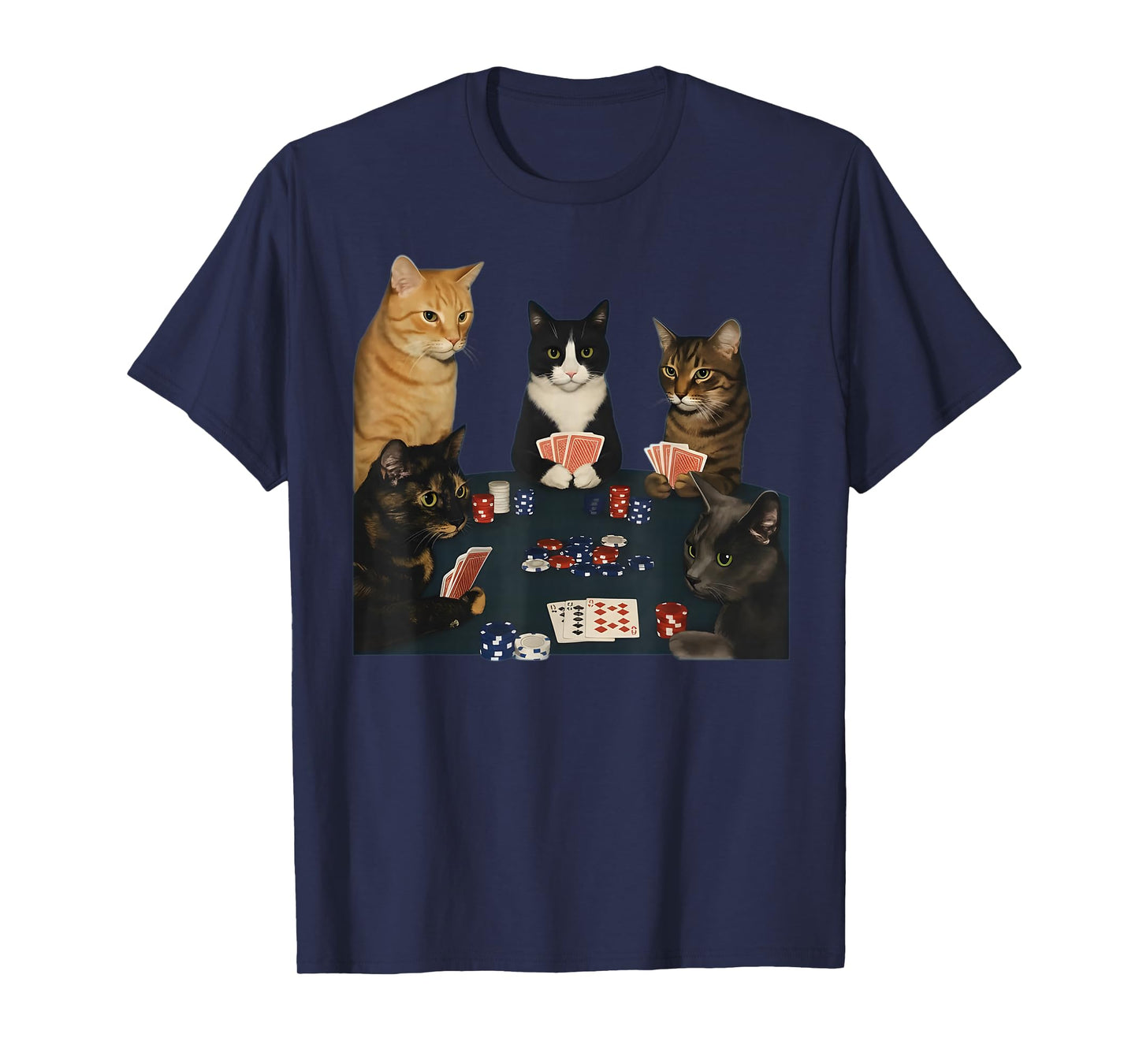 Vintage Cats Playing Pokerr Meme Funny Poker Gifts T-Shirt