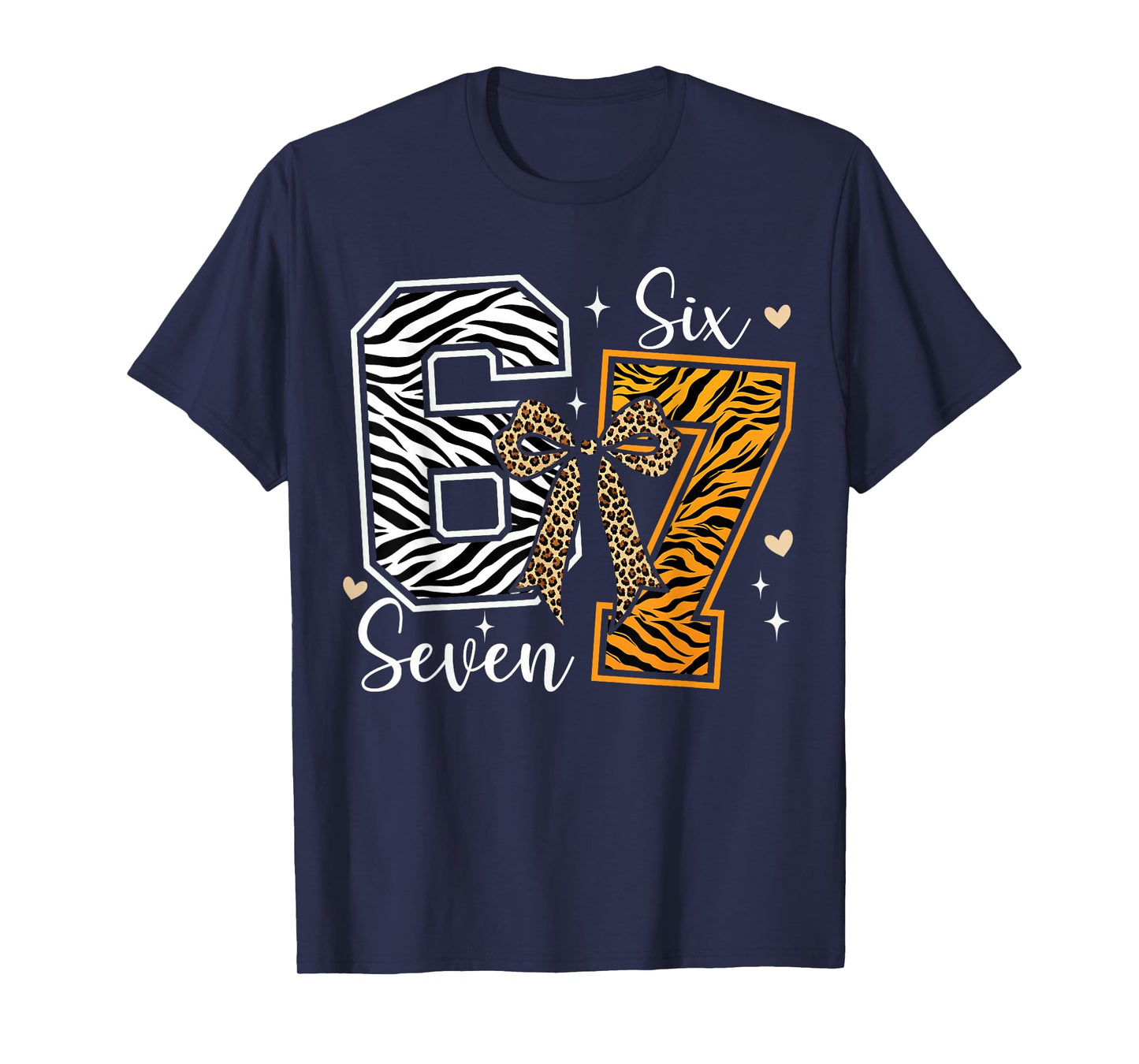 Girls Animal Print Clothes Six Seven Kids 67 Meme Zoo T-Shirt