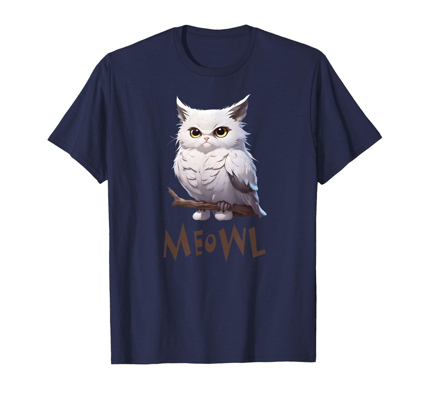 Meowl - Funny Meow Cat Owl Brainrot Meme Teen Kids Gaming T-Shirt