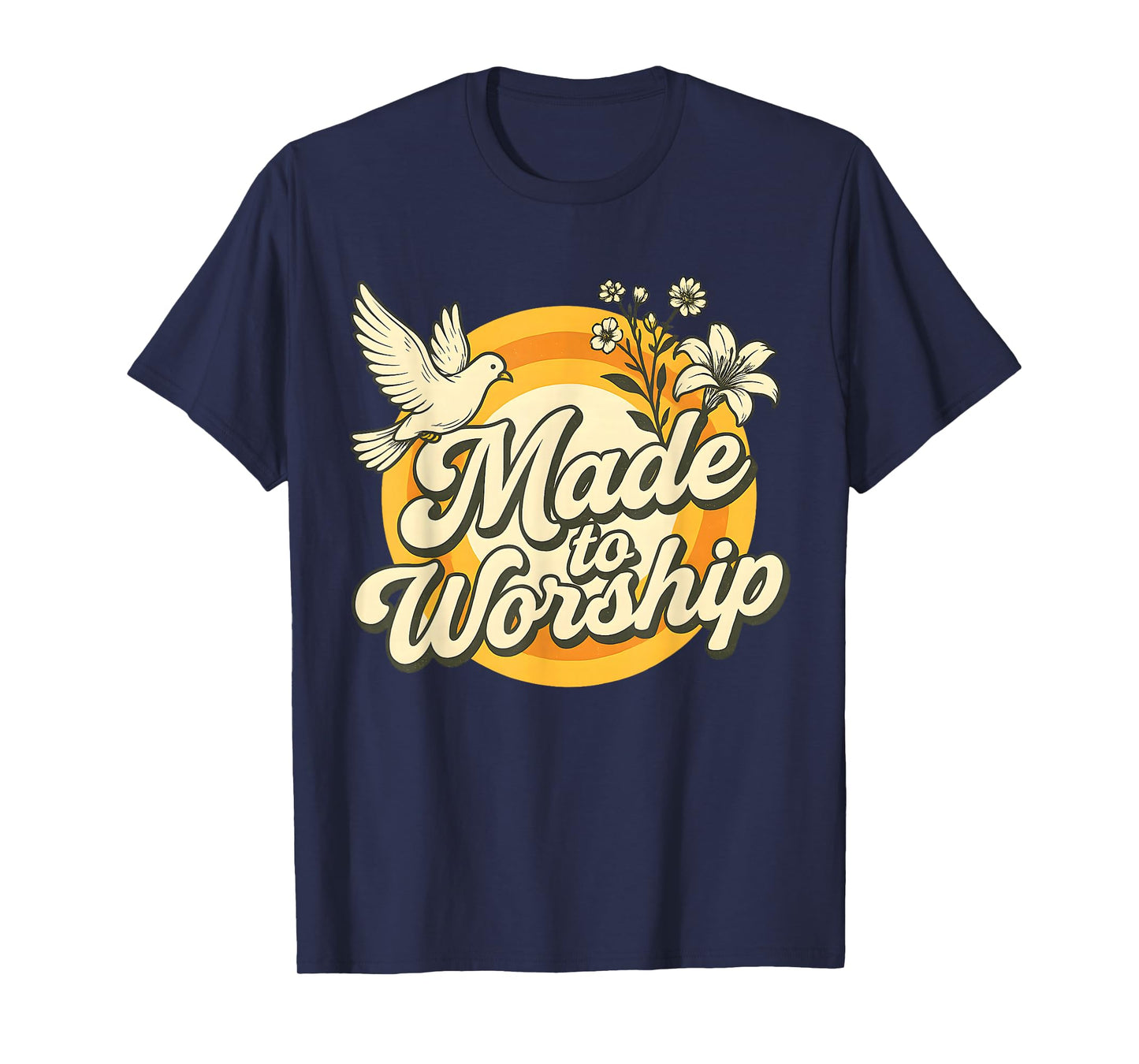 Made to Worship Retro Floral Christian Bible Verse T-Shirt