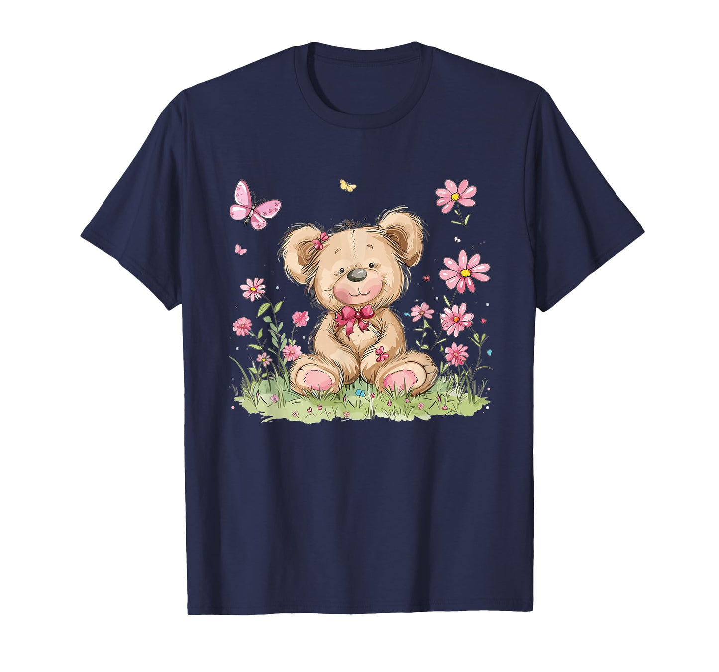 Cute Teddy Bear With Flowers I Kids Teddy T-Shirt