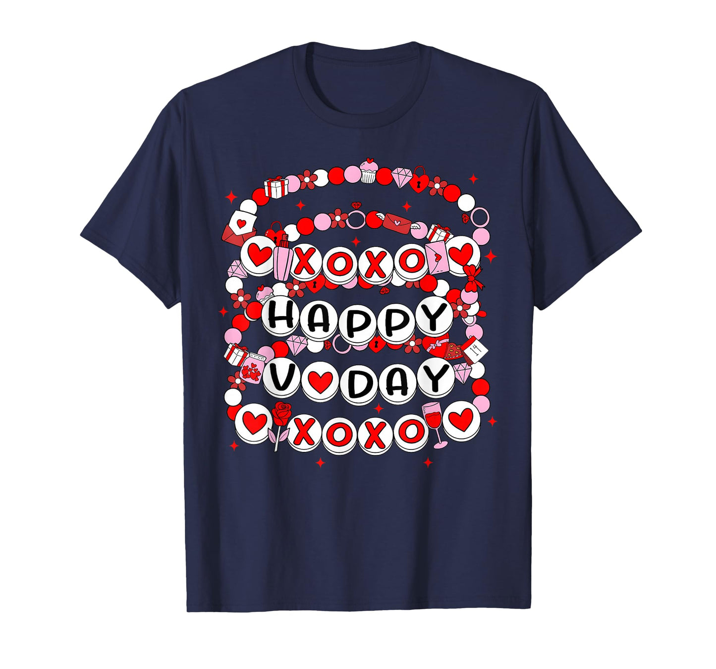 Happy Valentine XOXO V-Day Friendship Bracelets Girl Women T-Shirt