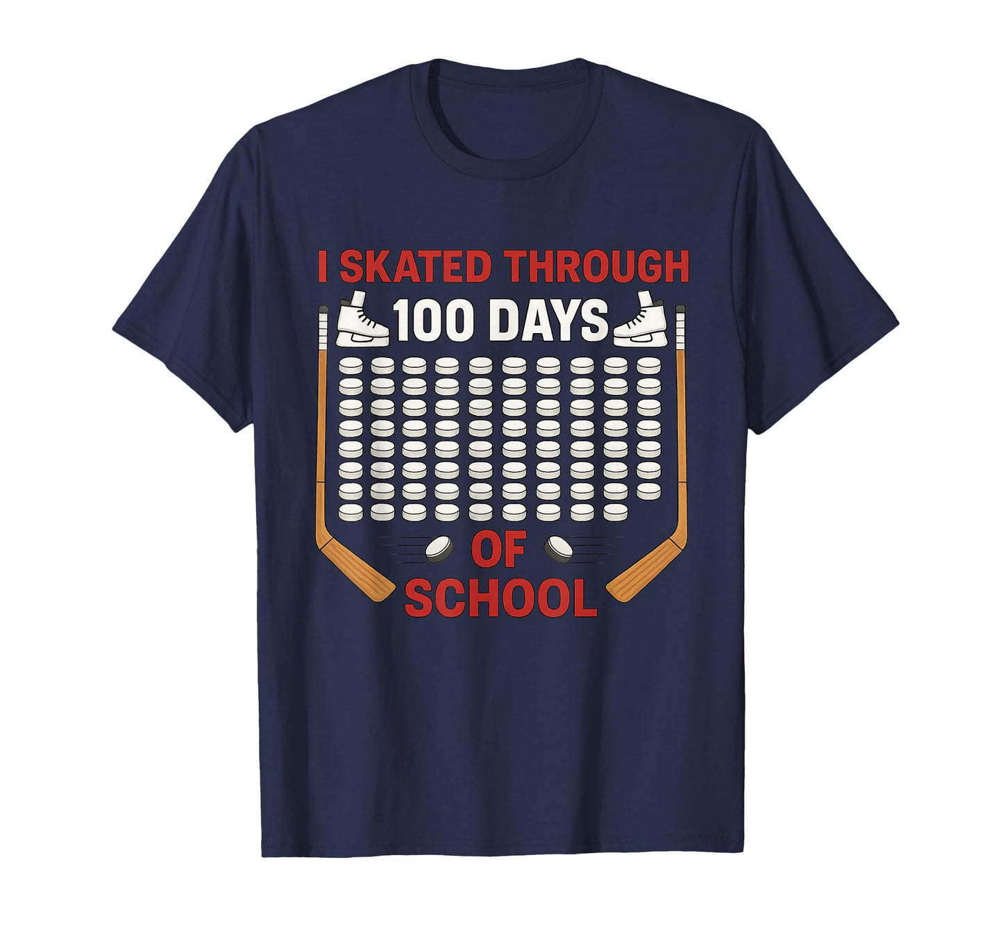 I Skated Through 100 Days of School Ice Hockey Fan 100th Day T-Shirt