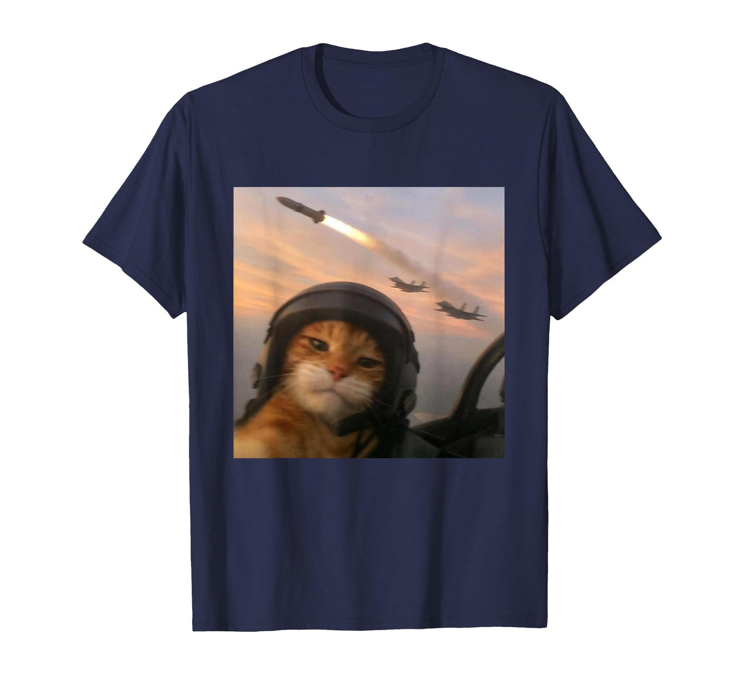 Selfie Squad Cat Funny Fighter Pilot Meme Kitty Gen Z Humor T-Shirt