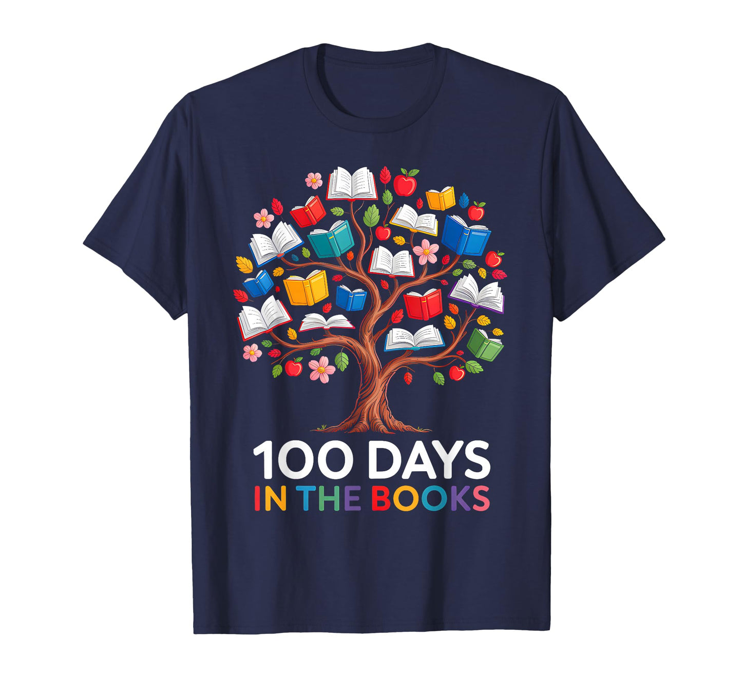 100 Days in The Books Reading Teacher 100th Day of School T-Shirt