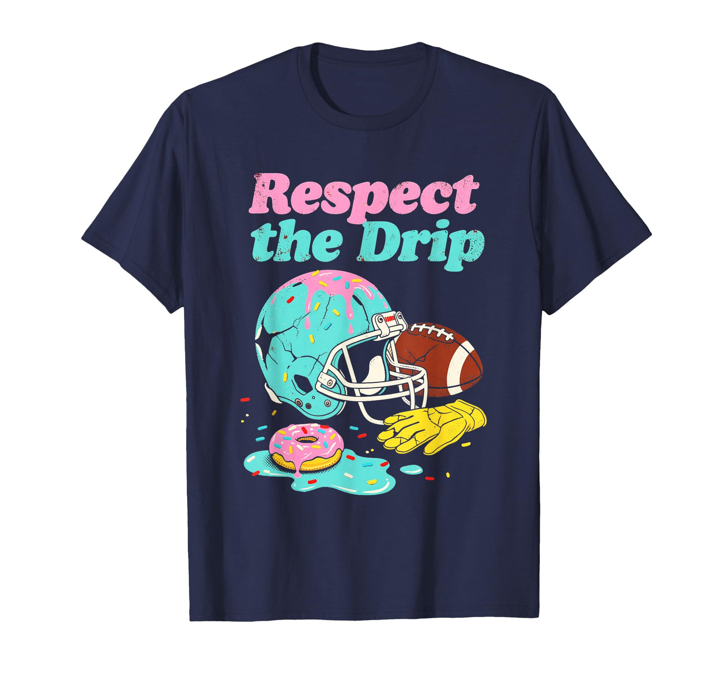 Respect The Drip Football Ice Cream Drip Boys Youth Kids T-Shirt