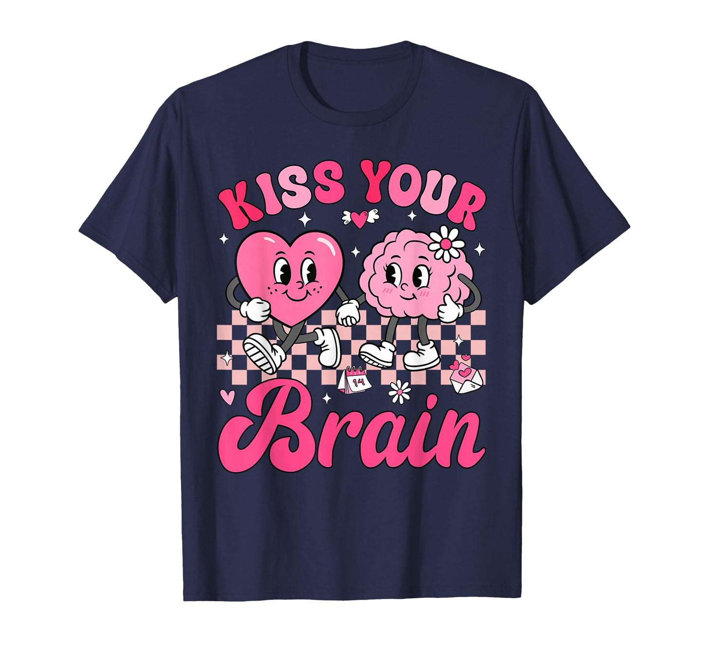 Valentine Kiss Your Brain Student Teacher Boy Girl Kid T-Shirt