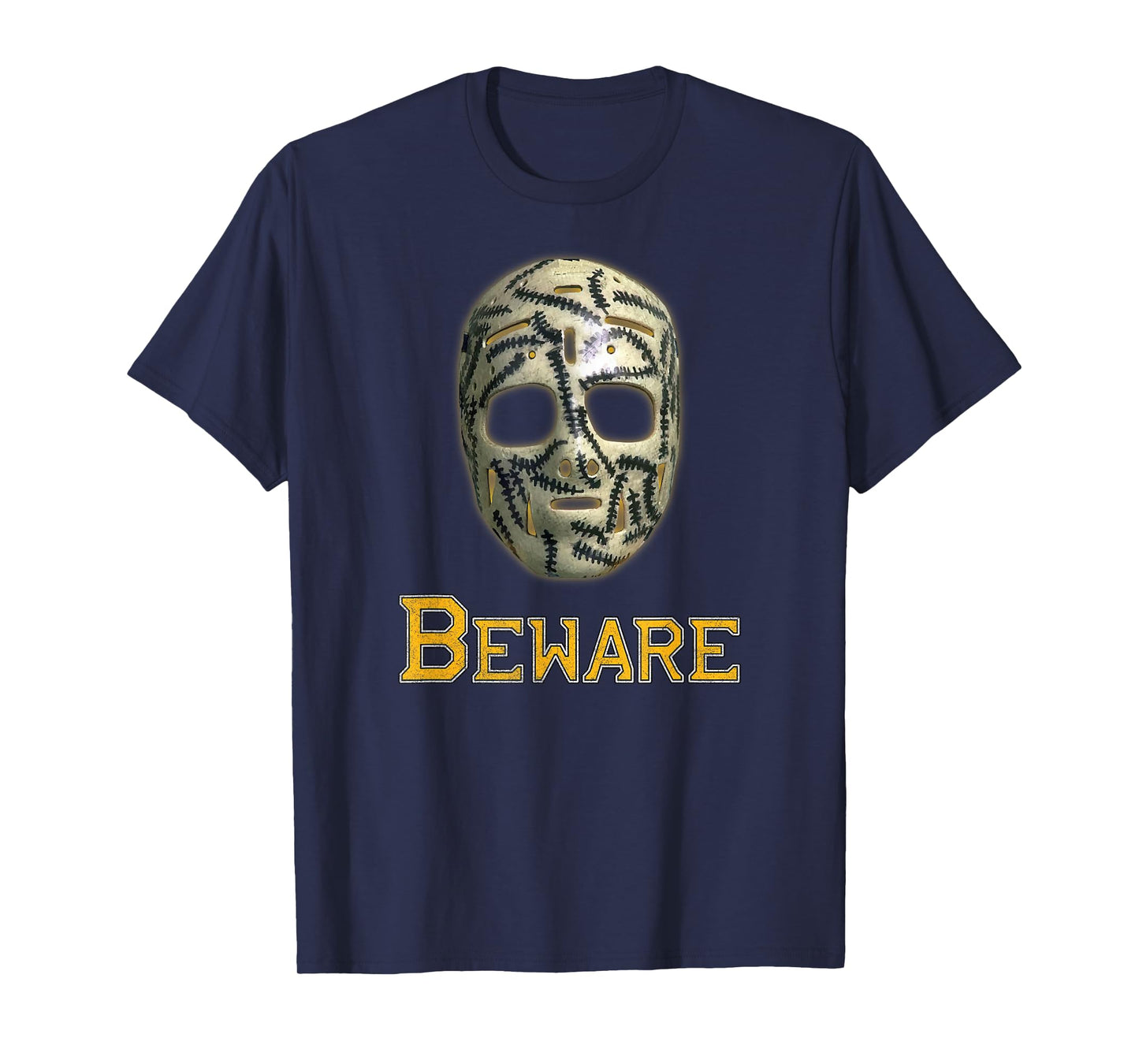 Classic 70s Hockey Mask Boston Cheevers Stitches Beware Game T-Shirt