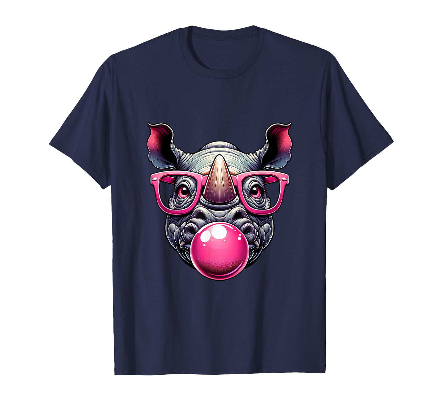 Funny Animal Cute Rhino Rhinoceros Eyeglasses Cartoon Women T-Shirt
