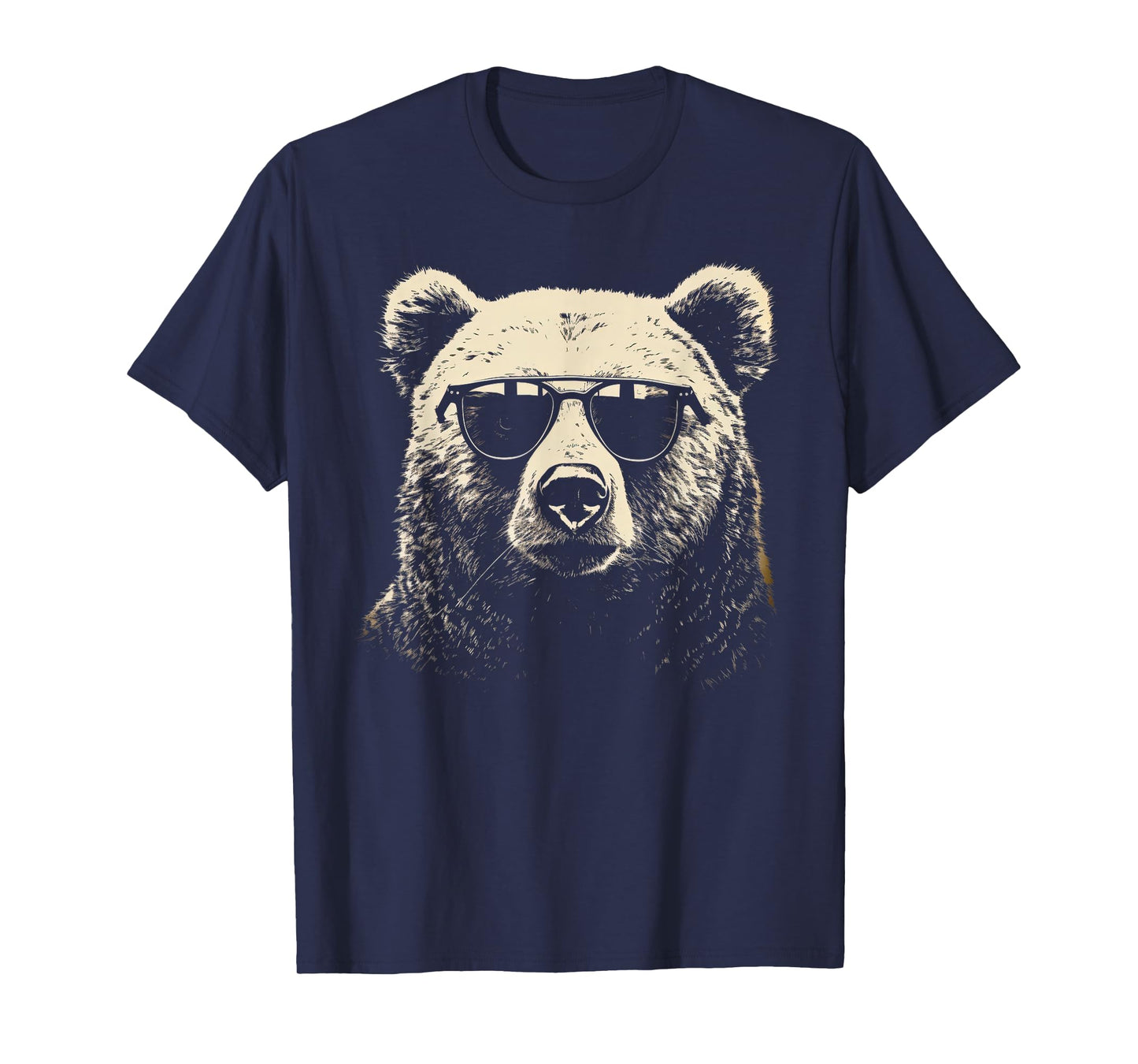 Funny Grizzly Bear Stencil With Sunglasses Punk Rock Art T-Shirt