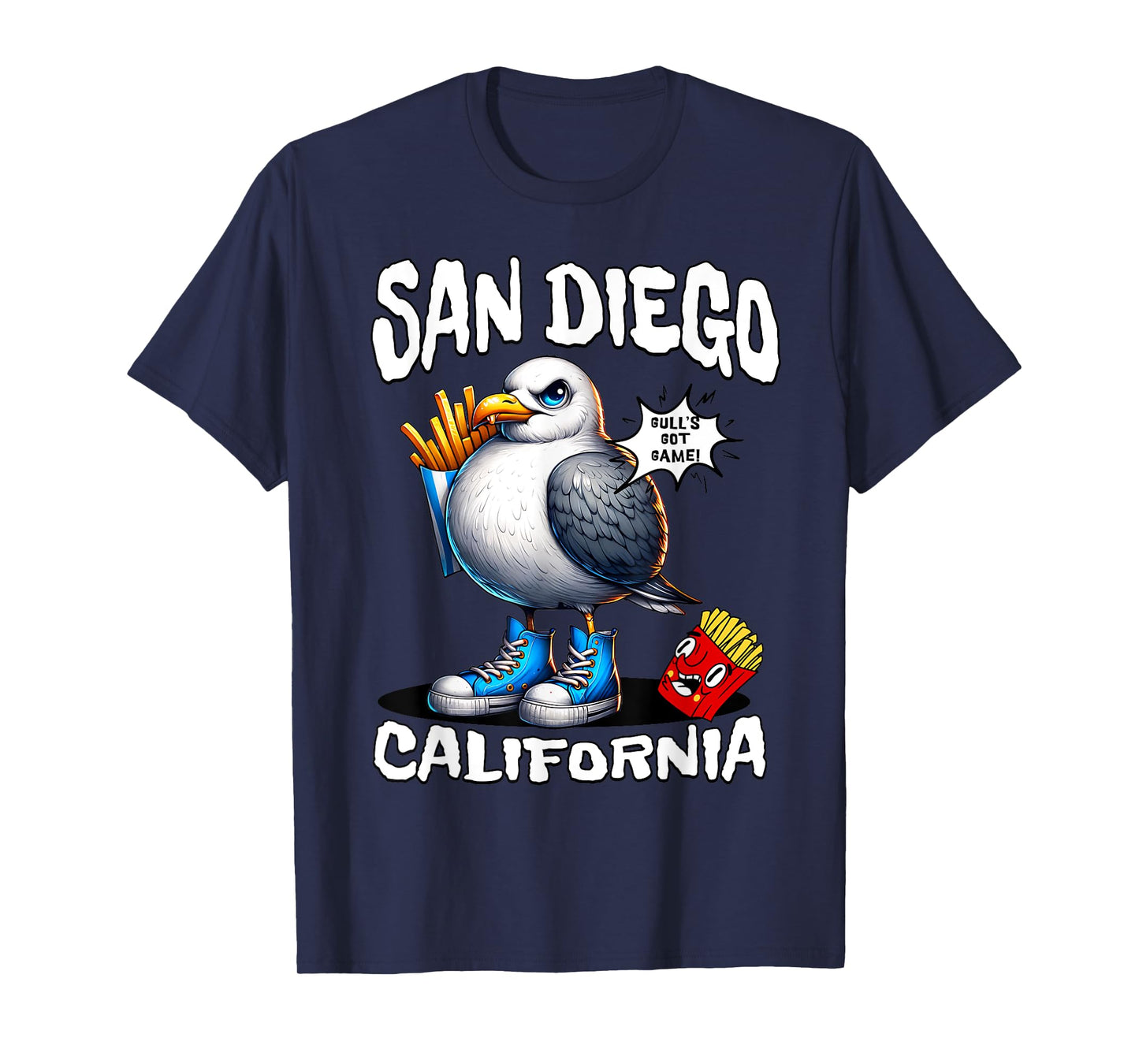 San Diego California Seagull French Fries Funny Souvenir T-Shirt
