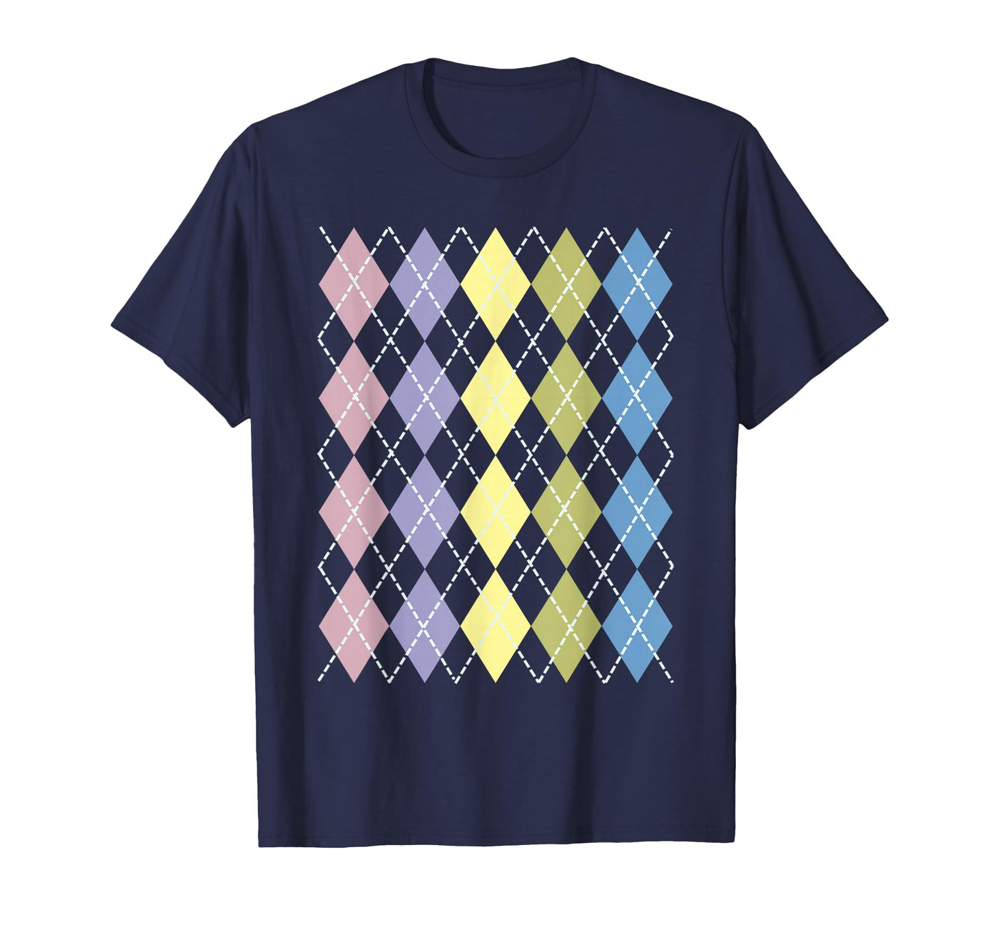 Retro Argyle Plaid Pattern Design in Pastel Colors T-Shirt