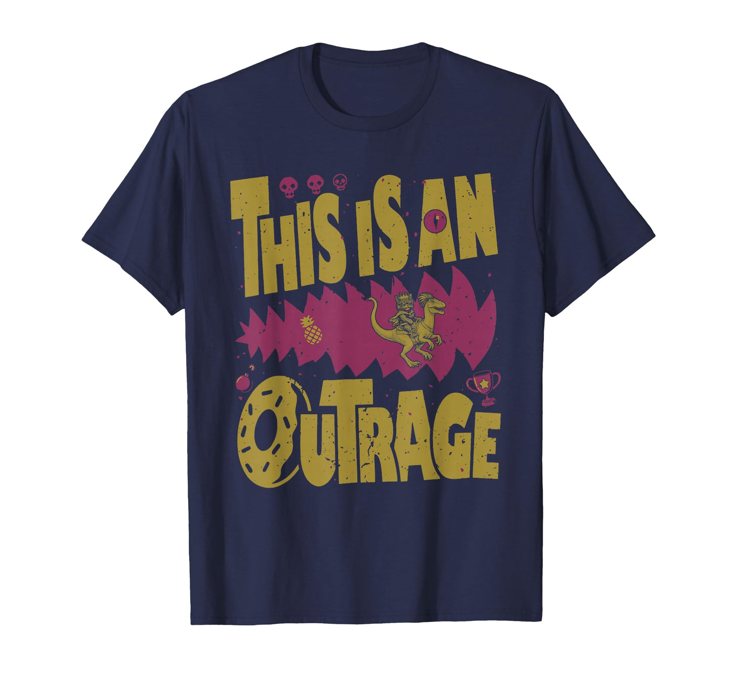This is an Outrage Funny Princess Cat Riding Dinosaur T-Shirt
