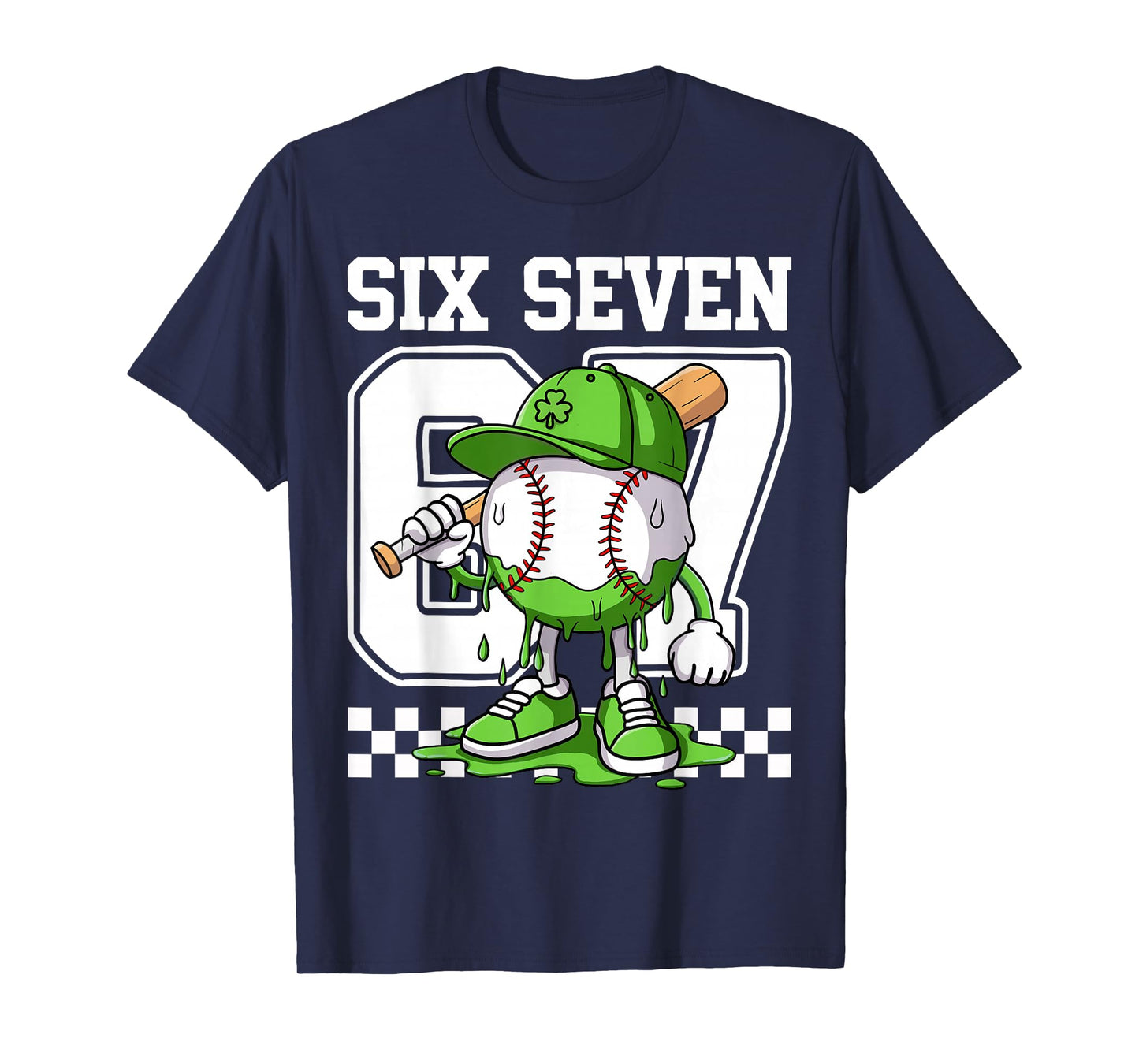 Boys St Patricks Day 67 Six Seven Baseball Ice Cream Drip T-Shirt