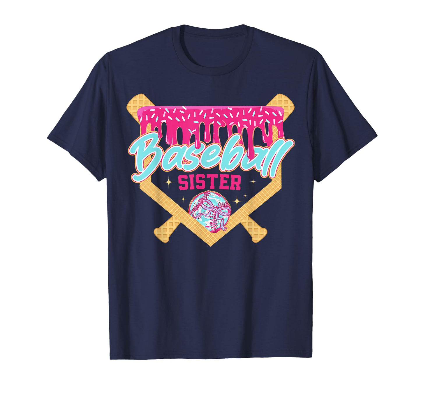 Baseball Sister Drip Ice Cream Baseball Game Day T-Shirt